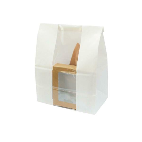 Packnwood 7.1 x 4.3 x 10.4 in. White SOS Bag with Window 210SOS13BLF